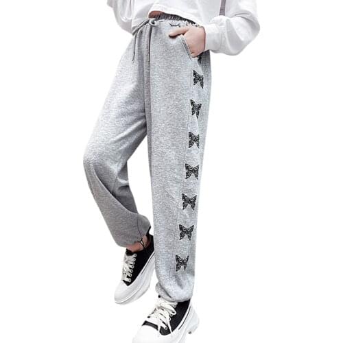 Girls Sport Pants Butterfly Pattern Girl Pants Children Casual Style Childrens Sweatpants Spring Autumn Childrens Clothes 6 8