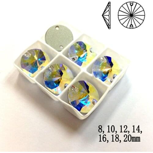 Crystal Strass Rivoli Garment Rhinestones Flat back Sewing Crystals Sew On Stones Crystal Strass For Clothes Apparel Crafts