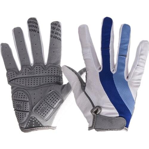 Cycling, mens and womens cycling, all finger gloves, mountain bike / long finger blue and white gloves in autumn and winter