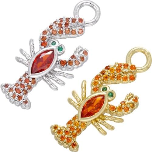 ZHUKOU gold/silver color crayfish small pendant for DIY handmade necklace earrings jewelry accessories supplies wholesale VD866