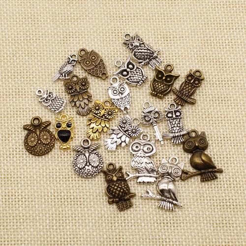 Vintage 15pcs Little Owl Charms For Bracelet Necklace Jewelry Diy Craft Accessory