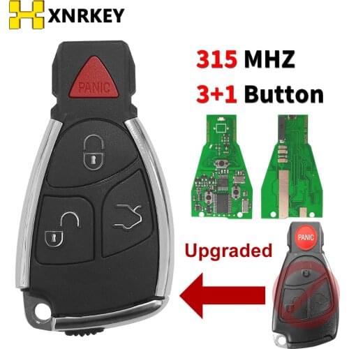 XNRKEY Modified 3+1 Buttons 315Mhz Remote Key Fob Case Cover For Mercedes Benz B C E ML S CLK CL Chrome Style