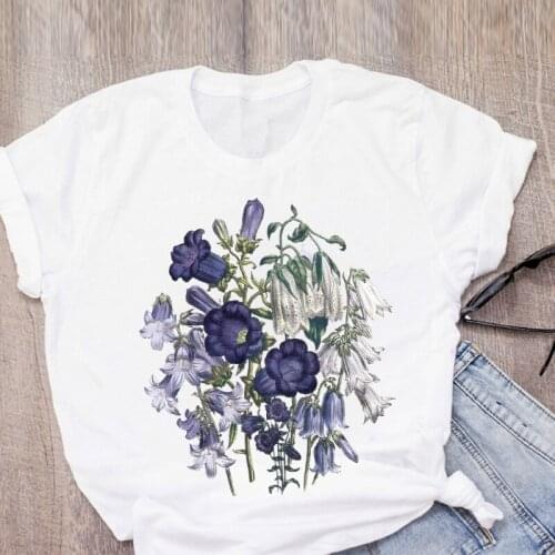 Women Graphic Ladies Cute Flower Print Fashion Printed Summer Lady Womens Clothing Tops T-Shirt Shirt Tees Female T Shirt
