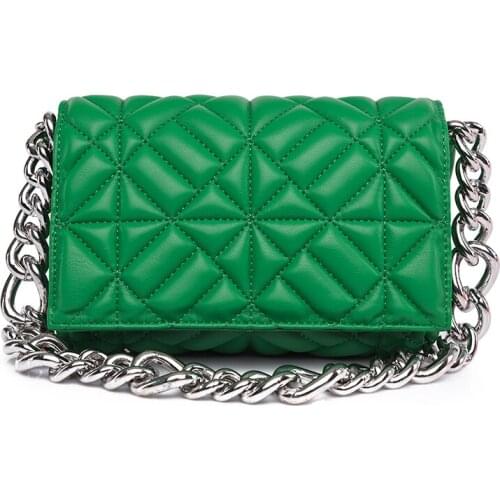 Tote Bags for Women 2021 Thick Metal Chain Quilted Shoulder Purses Clutch Ladies Hand Bag Designer Handbags Shoulder Bags