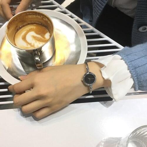 Womens Creative Bracelet Watch Small Round Watch Dial Thin Strap All-Match Quartz Wristwatch Minimalist Relojes Gift for Female