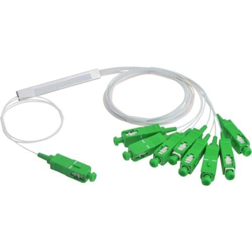 10pcs/lot 1*8 Fiber mini optical splitter steel tube with SC/APC connector PLC optical splitter