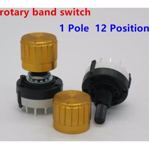 10pcs RS26 1 Pole Position 12 Selectable Band Rotary Channel Selector Switch Single Deck Rotary Switch Band Selector+10pcs knob
