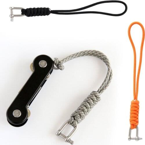 2PCS Handmade Paracode Braided Tactical Knife Gear Lanyard with Stainless Steel Shackle Keychain Parachute Cord Rope