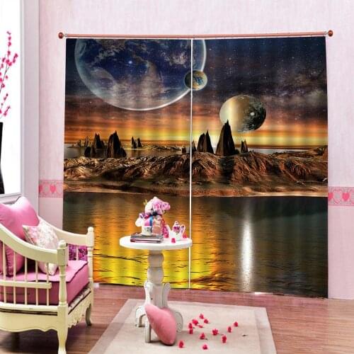 Earth Mother 3d Window Curtains Sunset Planet Pattern Living room bedroom Blackout Curtain Customizable All size