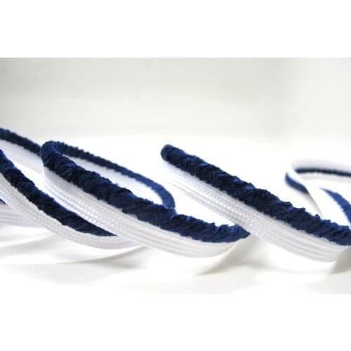 5 Yards 3/8 Inch Navy and White Chenille Furry Piping Lip Cord Trim|Pillow Cushion Trim|Upholstery Edging Trim Sewing Supplies