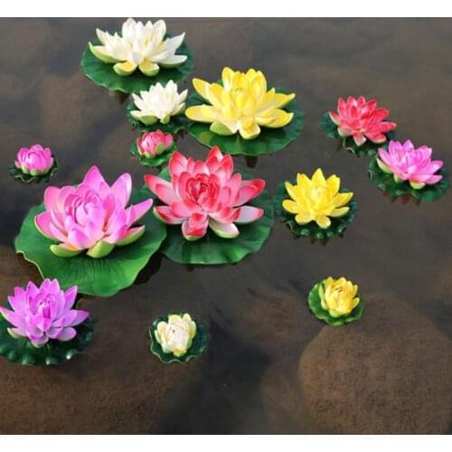 Free Shipping 10CM Artificial Silk Flower Simulation Lotus Floating Water Pond Lily For Home Garden Fish Tank Pool Decor 50pcs