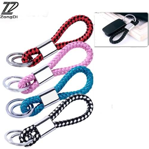 ZD Genuine Leather Plait Car Key Ring Keyring Keychain Chain For Mercedes W203 W211 W204 W210 Benz BMW F10 E34 E30 F20 X5 E70 M3