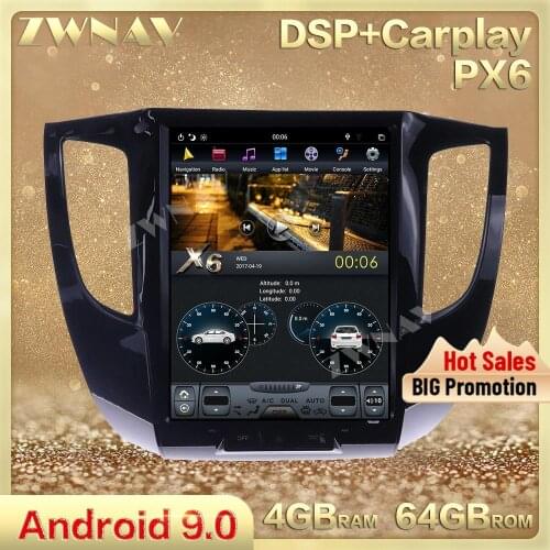 DSP Carplay vertical Tesla screen Android 9.0 Car gps multimedia Player For Mitsubishi L200 2007-2017 car radio stereo head unit