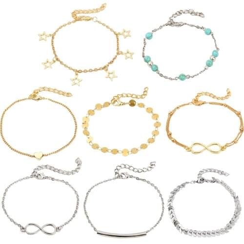 Hot-selling temperament suit bracelet combination 8-piece love stone star letter bracelet suit combination for fashion women