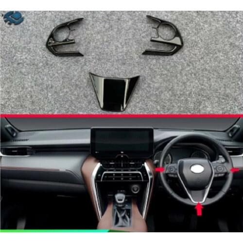 For Toyota Harrier Venza XU80 2020 2021 ABS Chrome Steering Wheel Panel Cover Bezel Trim Insert Badge Molding Garnish