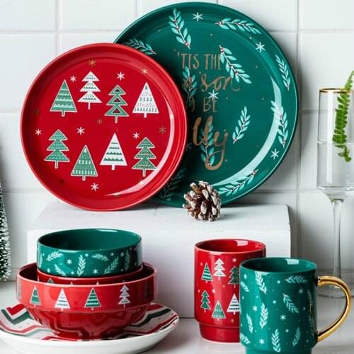 Creative personality flat plate soup bowl mug household couple Christmas gift tableware rice bowl western food plate WF1206154