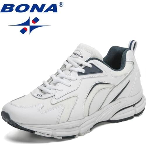 BONA 2021 New Designers Action Leather Mesh Jogging Shoes Men Breathable Running Shoes Walking Sports Sneakers Athletic Trainers