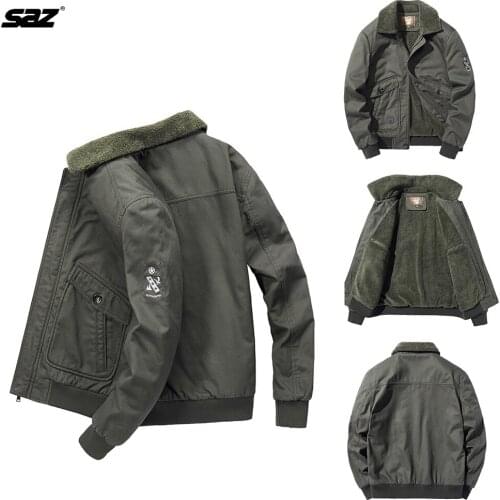 Winter 2021 New Military Coat Mens Threaded Casual Loose Jacket with Fleece and Thick Warm Padded Coat Large Size Top