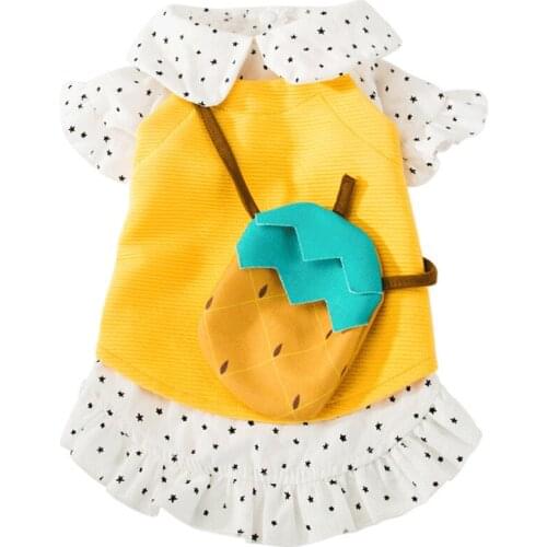 Summer Pet Dog Clothes Puppy Cat Dress Bag Set Cute Fruit Dog Skirts Vest Shirt for Small Medium Dog Hawaiian Cool Clothing