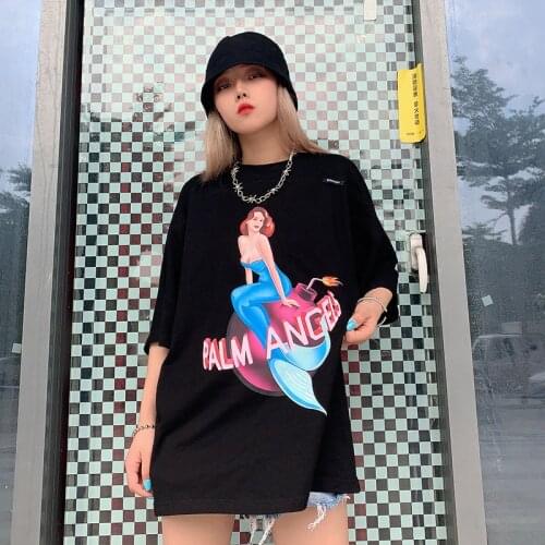 Palm Angels Mermaid print short-sleeved European American high street fashion mens womens T-shirt