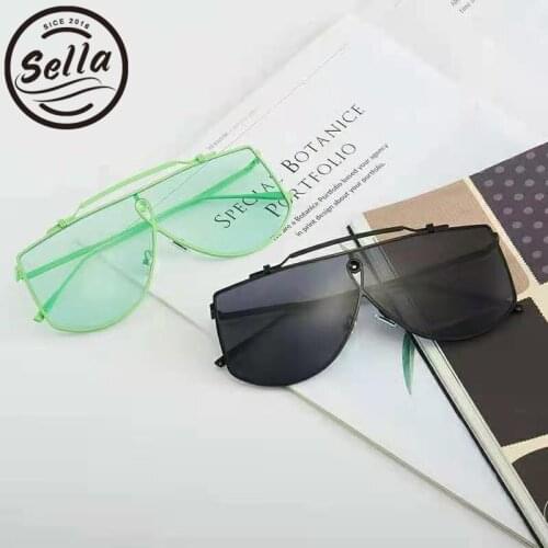 Sella 2021 New Arrival Men Women Fashion Oversized Sunglasses Brand Designer Alloy Frame Green Clear Lens Glasses Eyewear