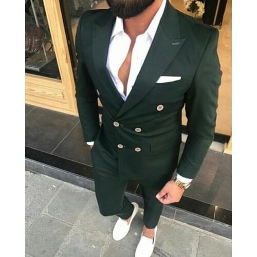 Costume Homme Dark Green Formal Men Suits Custom Wedding Suits For Man Groom Prom Beach Tuxedos Blazer Jacket Men 2 Pieces Terno