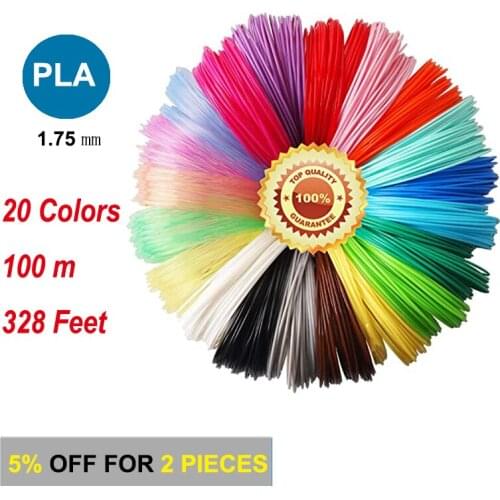 20 Colors 3D Pen Print Filament 328 Feet 100m 3D Printing Printer PLA PCL ABS Filament 1.75mm High-Precision Diameter Refill