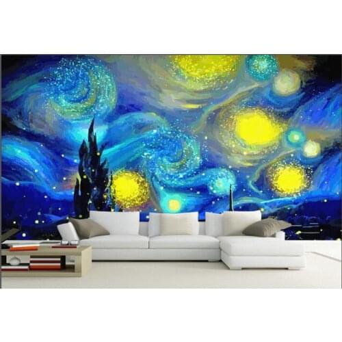 Bacal 3D wallpapers for bedroom Custom Interior Wallpaper mural Van Gogh Oil Painting Starry Sky Celebrity Abstract Oil Painting