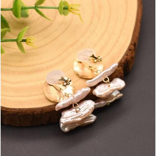 Irregular Natural Freshwater Baroque Long Pearl Clip On Drop Earrings For Women Dangle Earrings Fashion Fine Jewelry Accessories