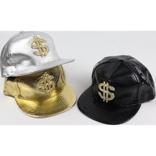 2021 New European and American dot diamond money symbol leather hip-hop hip-hop hat outdoor shade men and women snapback cap