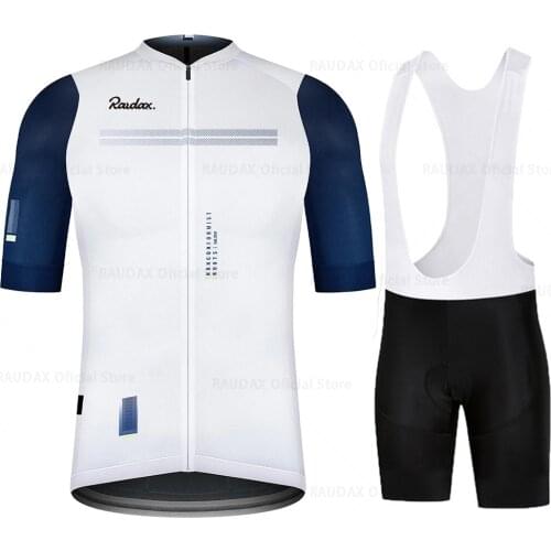 NEW 2021 RAPHAFUL Team Cycling Jersey sets White Bicycle Short Sleeve Cycling Clothing Bike maillot Cycling Jersey Bib shorts
