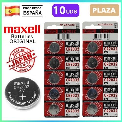 10Uds Japan Original coin batteries Boton Maxell CR2032 3V batteries for watches, calculator, toy, fast shipping from Spain