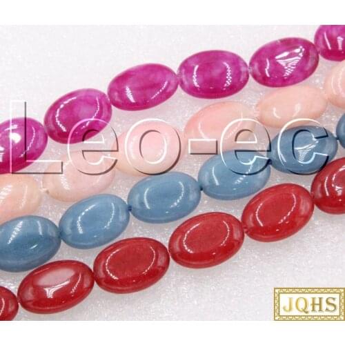 JQHS 10X14mm oval purple blue pink red jades Loose Strand beads For Jewelry Making DIY 15" V1226