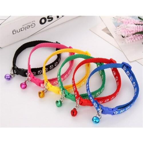 Adjustable 1.0cm Nylon Dog Collars Pet Collars With Bells Charm Necklace Collar For Little Dogs Cat Collars Pet Supplies