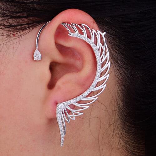 1PC Angel Wing Ear Cuff Cubic Zirconia Women Wedding Party Movie Star Red Carpet Earring Boucle d'oreill