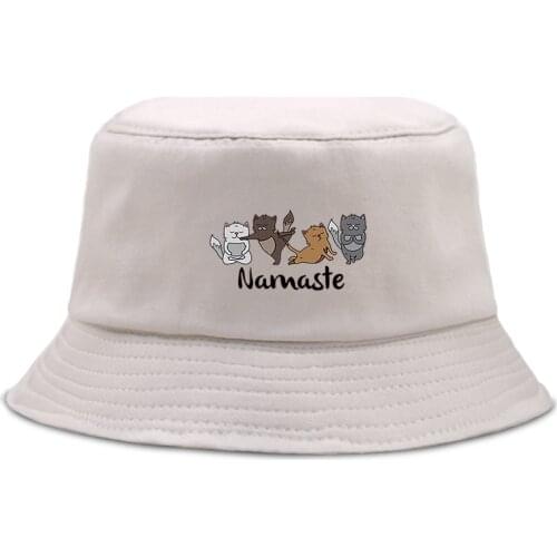 Funny Yoga Cartoon Dog Cartoon Printing Bob Cap For Men Cotton Hip Hop WomenS Fishman Hat Fashion Beach Sun MenS Bucket Hats