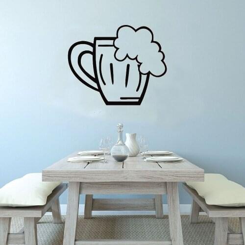 Glass Of Beer Foam Drinks Wall Decals Kitchen Cafe Vinyl Art Mural New Design Home Decor Wall Sticker Window Door Decoration