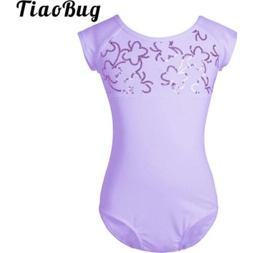 TiaoBug Children Girls Butterfly Sequins Ballet Leotard Practice Dance Wear Kids Gymnastics Leotard Bodysuit Stage Dance Costume