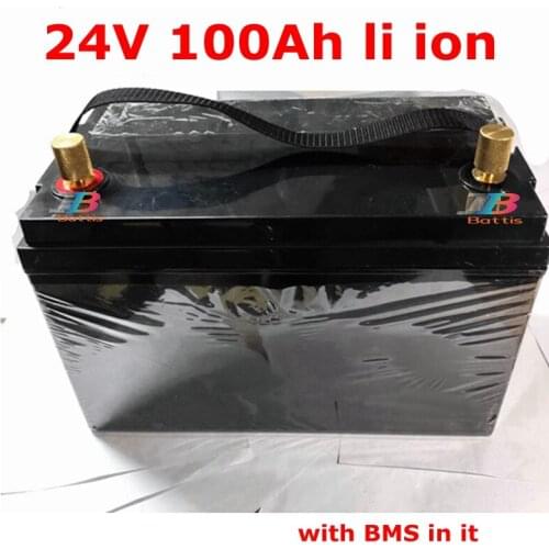 Waterproof 24V 100AH Lithium ion Battery li ion with BMS 7S for Solar energy storage Golf Cart Forklift fork carava+ 10A Charger