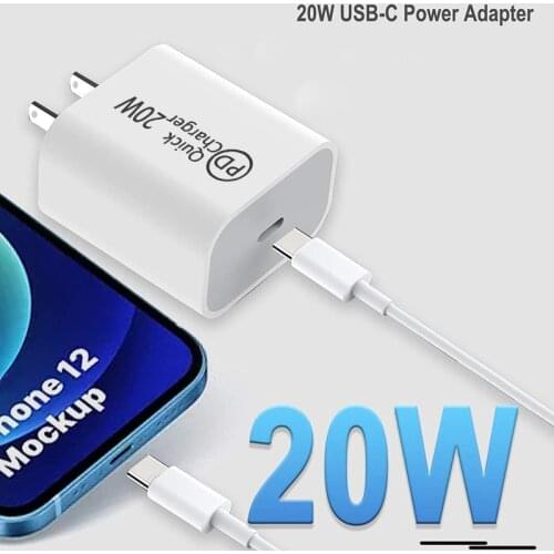 For Iphone 12 Pro Charger 20W PD Usb C Quick Charger Adapter for IPhone 12 Mini 12Pro Max 11 Samsung Type C Chargers Portable EU