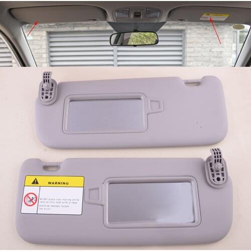 1 Pair Grey Car Front Left & Right Side Sun Visor With Makeup Mirror Accessories Fit For Hyundai Elantra AD 2017 2018 2019