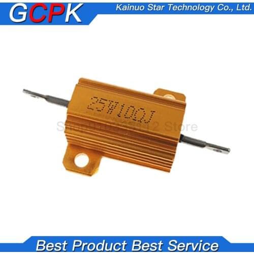 1PCS 10W 25W Aluminum Power Metal Shell Case Wirewound Resistor 0.01 ~ 30K 1 2 3 5 6 8 10 20 100 150 1K 10K ohm Igmopnrq RX24