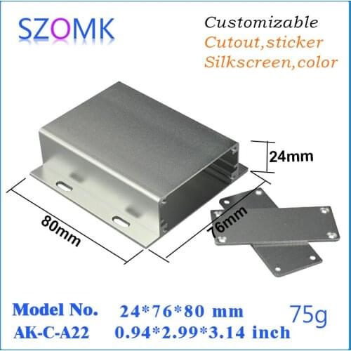 10 pcs, aluminum electronics enclosure for pcb control box 24*76*80mm aluminum extrusion box for pcb electric enclosure