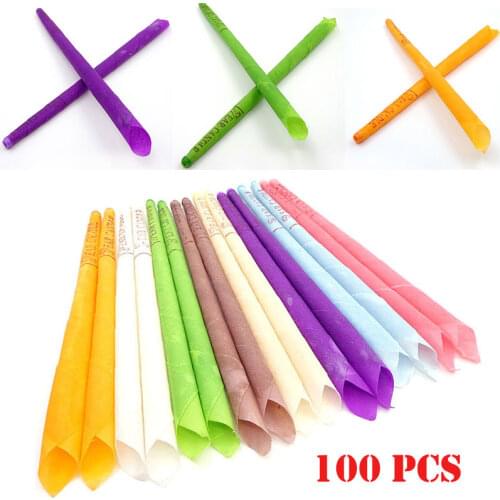 100Pcs Ear Candles Ear Wax Removal Cleaning Candles Indiana Therapy Natural Beewax Hollow Coning Ear Candles Ear Care Tools
