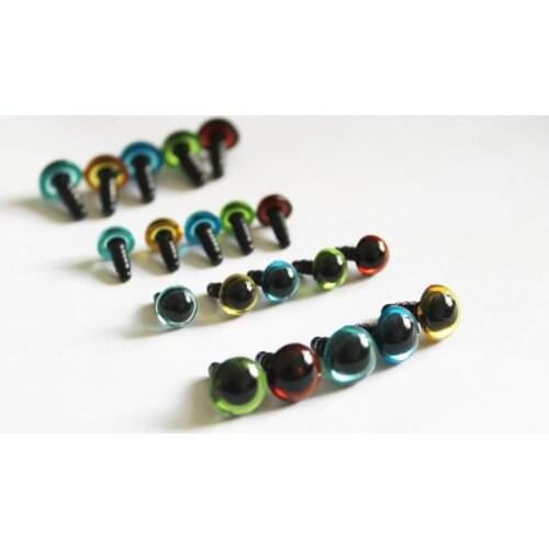 200pcs/lot 8mm 10mm round plastic clear crystal safety toy eyes +hard washer green/yellow/red/blue/light blue color option