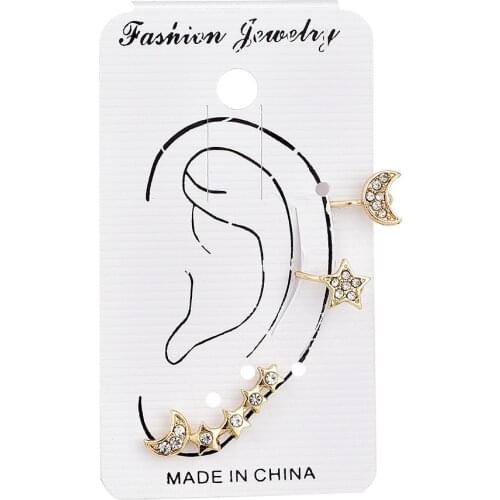 2018 Fashion Accessories Handmade Star Moon Cuff Earrings Simple Ear Clips Fashion Gift Jewelry Earrings Womens Accessories