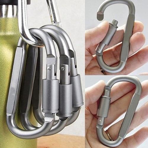 4Pcs D ring screw Carabiner chain Outdoor lock Climb survive Aluminum Camp Hook keychain Quickdraw Snap Hike Buckle Clip Key
