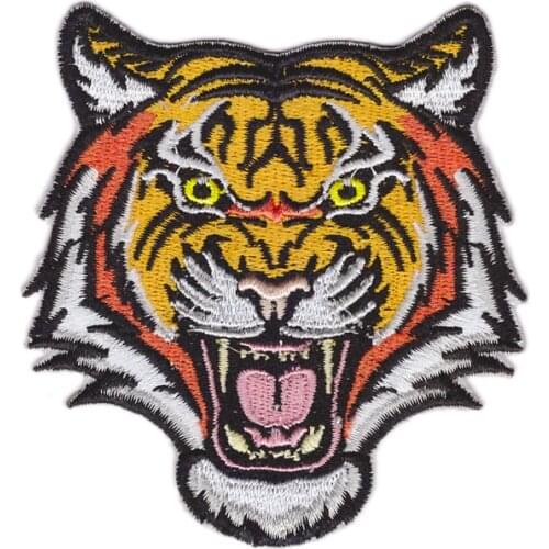 New Design Embroidered iron on applique/fashion Tiger head cowboy patches