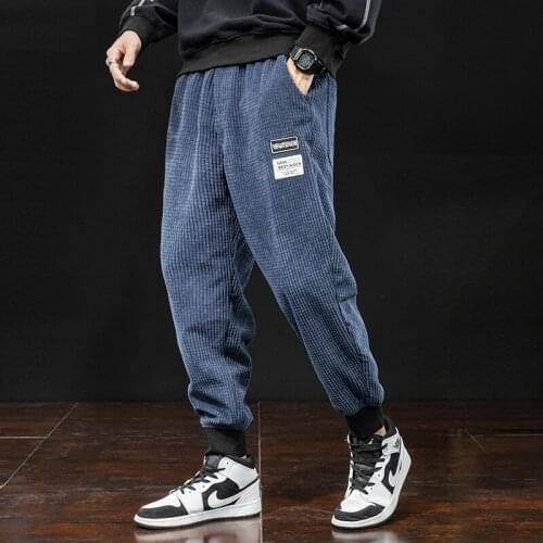 Autumn Winter Newly Fashion Cargo Pants Men Loose Fit Casual Corduroy Harem Trousers Streetwear Hip Hop Joggers Pants 2021 New