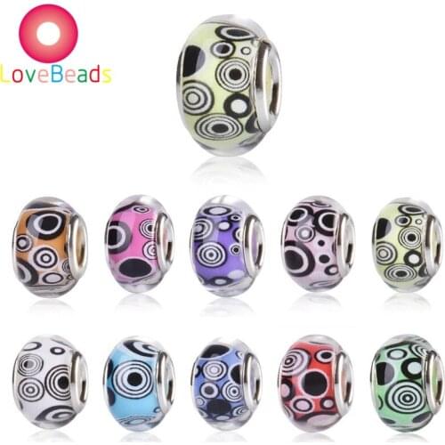 10Pcs Color Round Cute Evil Eye Large Hole European Beads Fit Pandora Bracelet Sake Chain Spacer Women DIY Jewelry Beads Charms